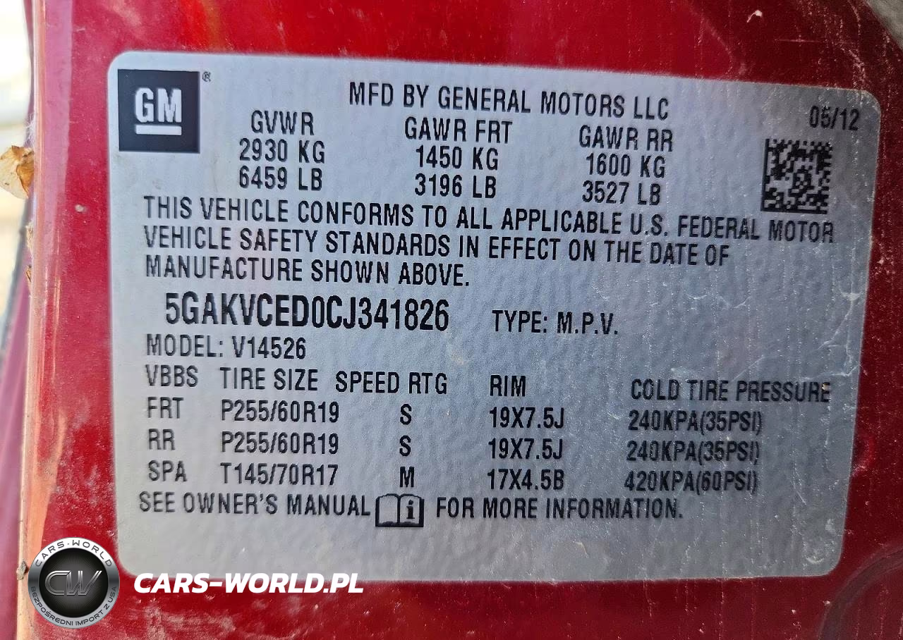 2012 Buick Enclave VIN:5GAKVCED0CJ341826 - 12