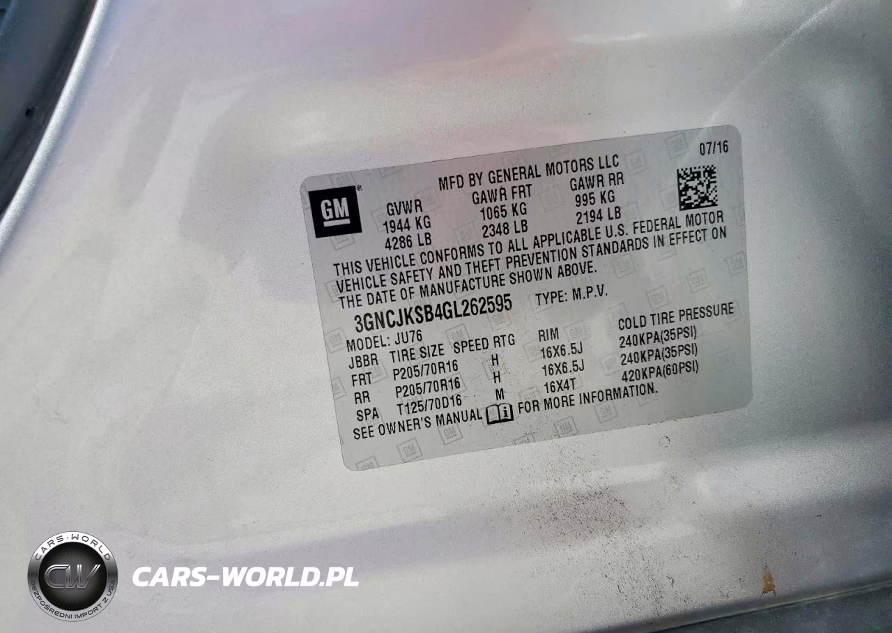 2016 Chevrolet Trax Ls VIN:3GNCJKSB4GL262595 - 12