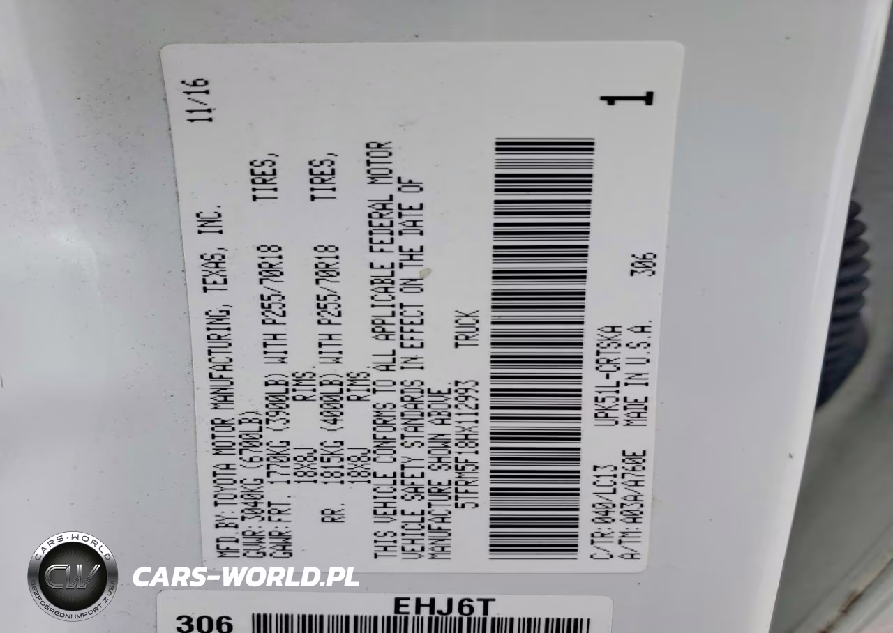 2017 Toyota Tundra Sr VIN:5TFRM5F18HX112993 - 12