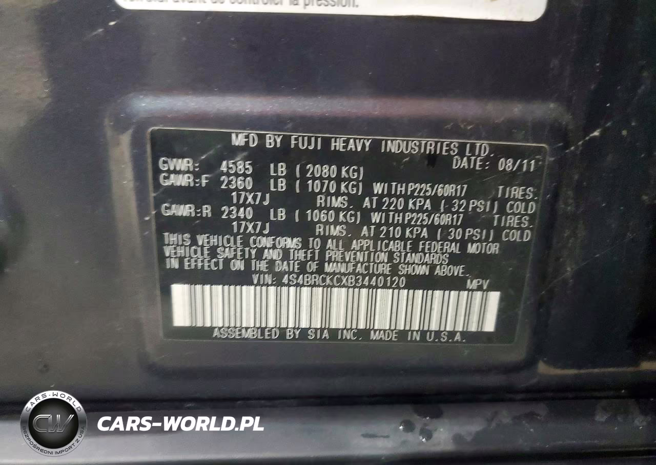 2011 Subaru Outback 2.5I Limited VIN:4S4BRCKCXB3440120 - 13