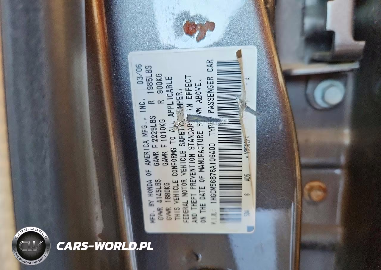 2006 Honda Accord Ex VIN:1HGCM56876A106400 - 12