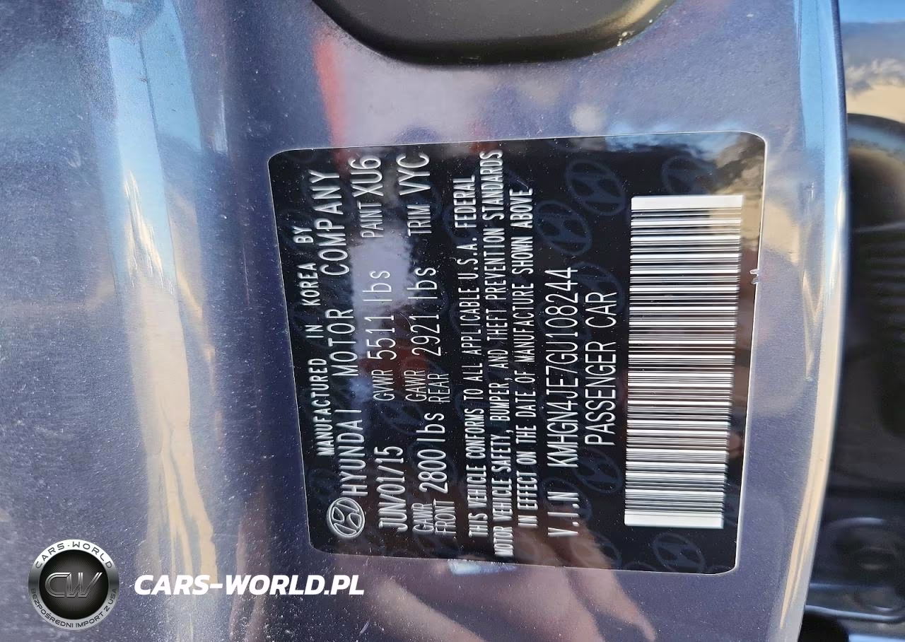 2016 Hyundai Genesis 3.8L VIN:KMHGN4JE7GU108244 - 12