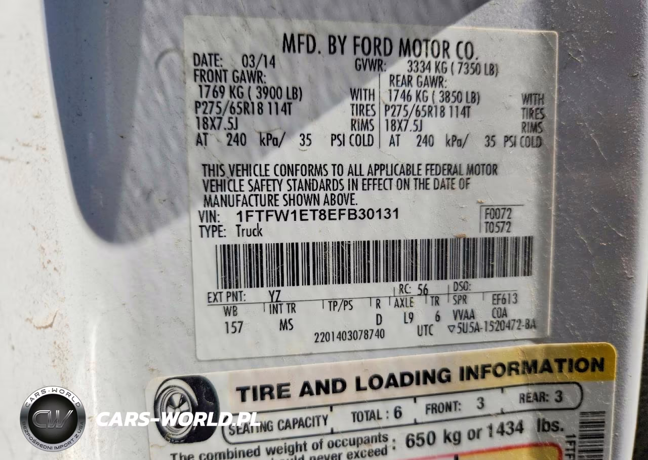 2014 Ford F150 Supercrew VIN:1FTFW1ET8EFB30131 - 12