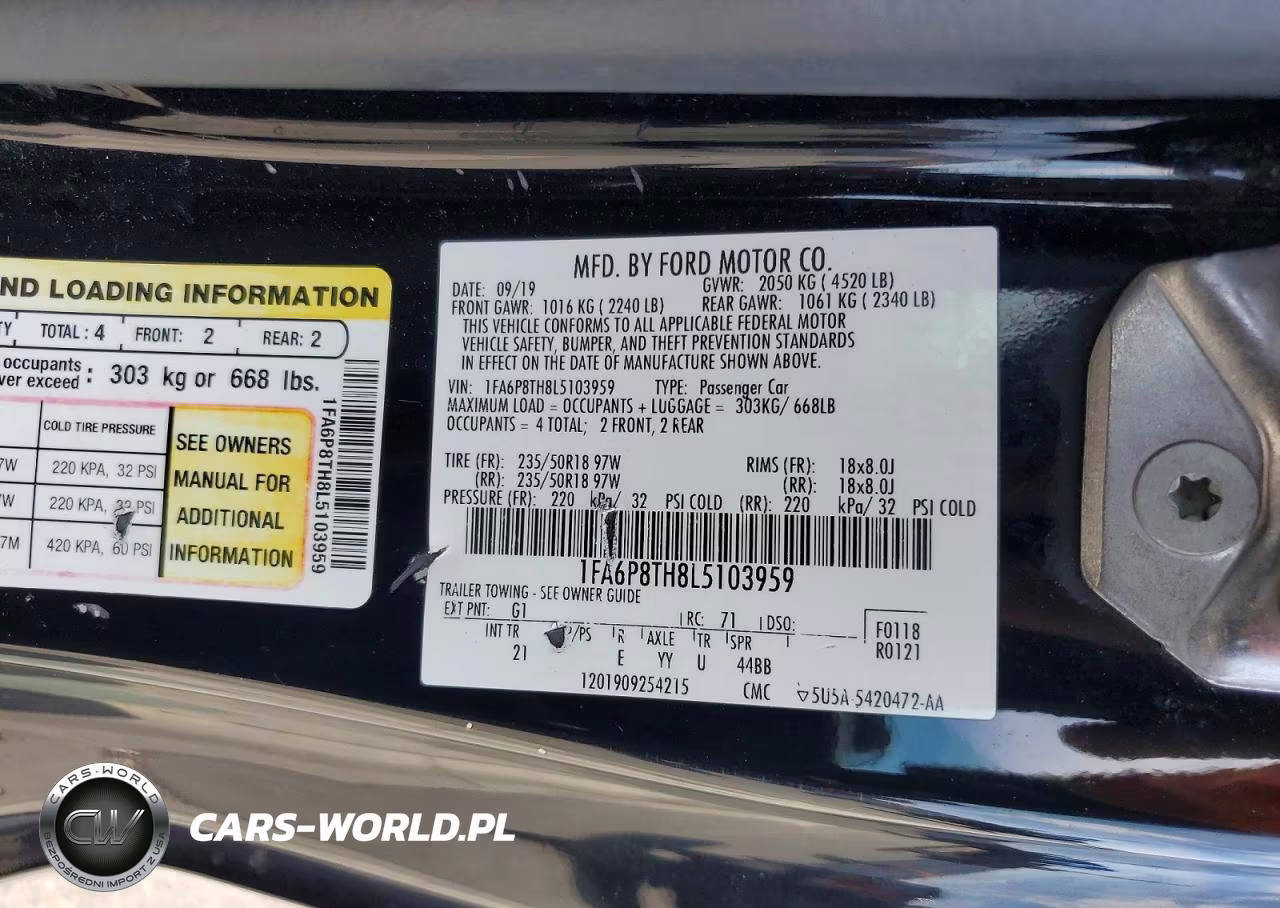 2020 Ford Mustang VIN:1FA6P8TH8L5103959 - 12