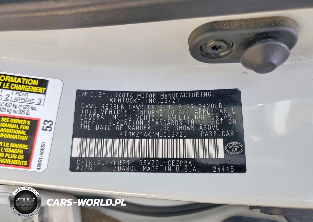 2021 Toyota Camry Trd VIN:4T1KZ1AK1MU053725 - 13