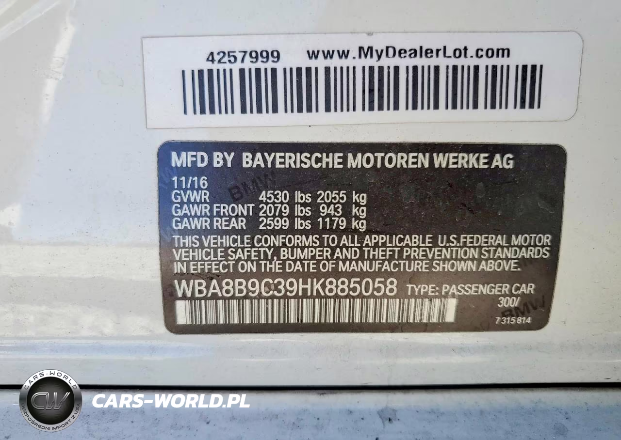 2017 BMW 330 I VIN:WBA8B9C39HK885058 - 12