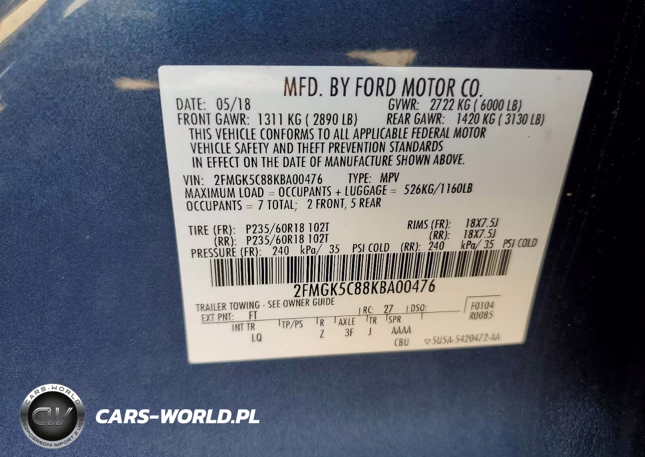 2019 Ford Flex Sel VIN:2FMGK5C88KBA00476 - 14