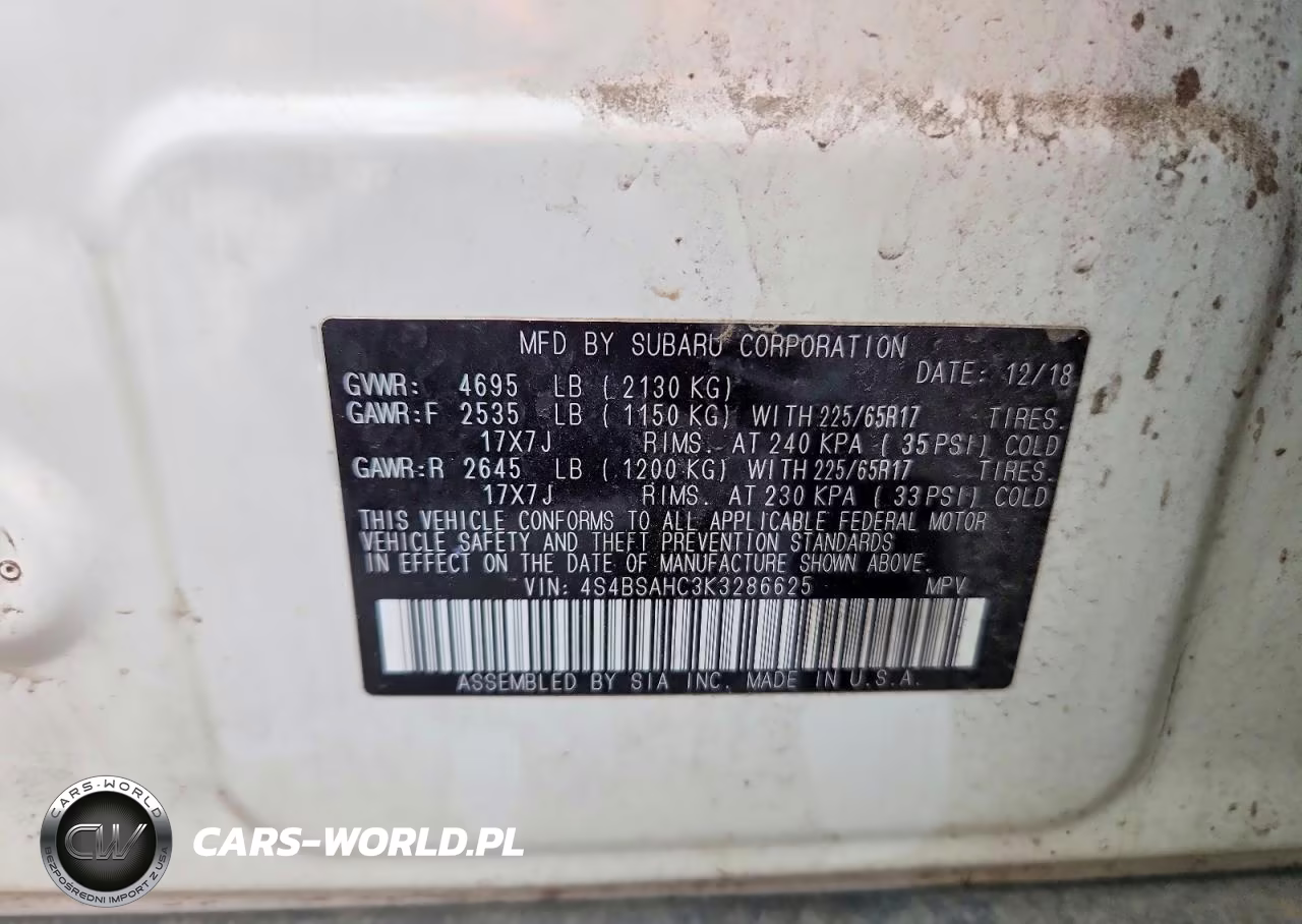 2019 Subaru Outback 2.5I Premium VIN:4S4BSAHC3K3286625 - 14