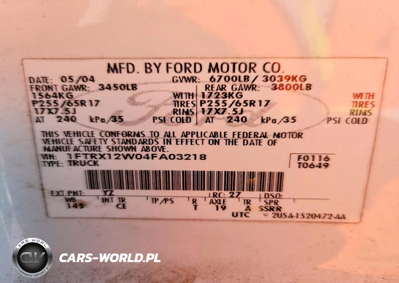 2004 Ford F150 VIN:1FTRX12W04FA03218 - 12