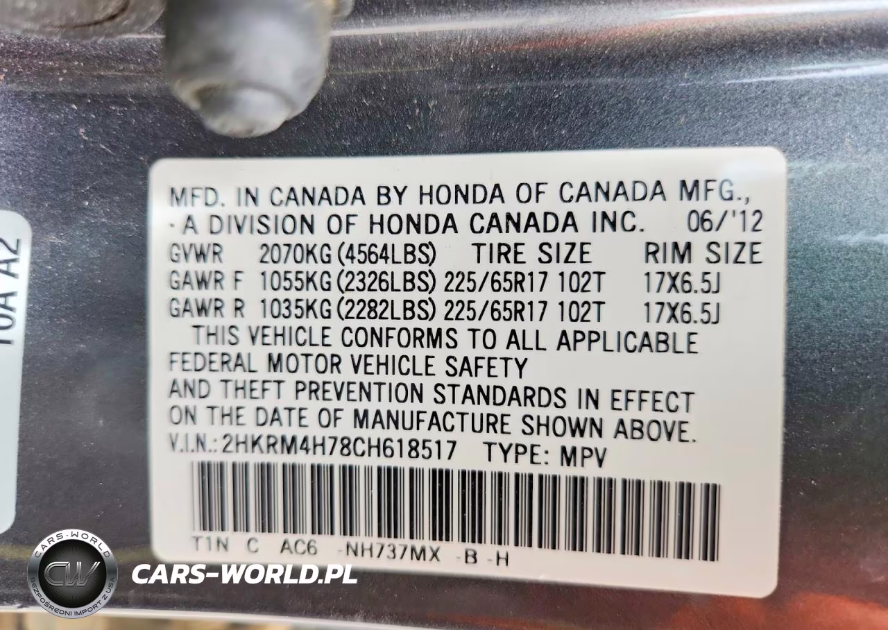 2012 Honda Cr-V Exl VIN:2HKRM4H78CH618517 - 13