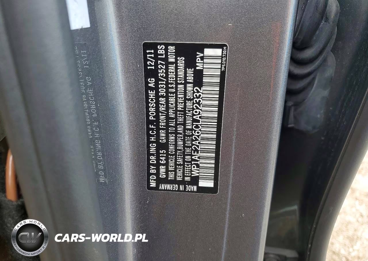 2012 Porsche Cayenne S Hybrid VIN:WP1AE2A26CLA92332 - 12