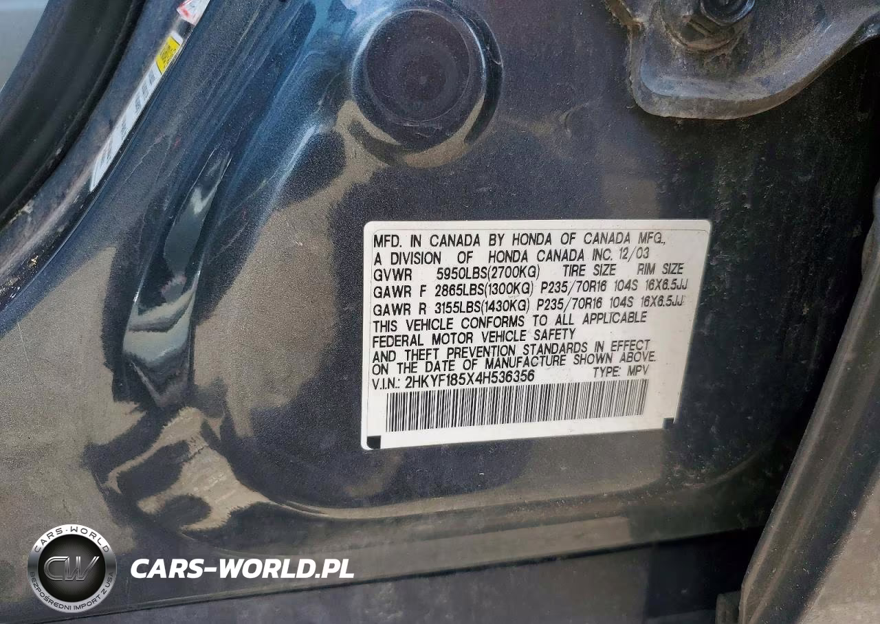 2004 Honda Pilot Exl VIN:2HKYF185X4H536356 - 13