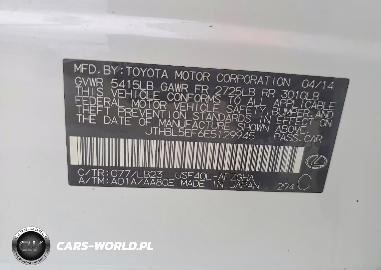2014 Lexus Ls 460 VIN:JTHBL5EF6E5129945 - 12