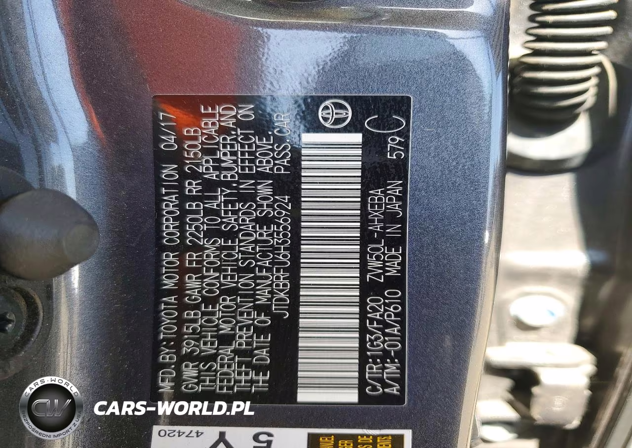 2017 Toyota Prius Two VIN:JTDKBRFU6H3556924 - 12