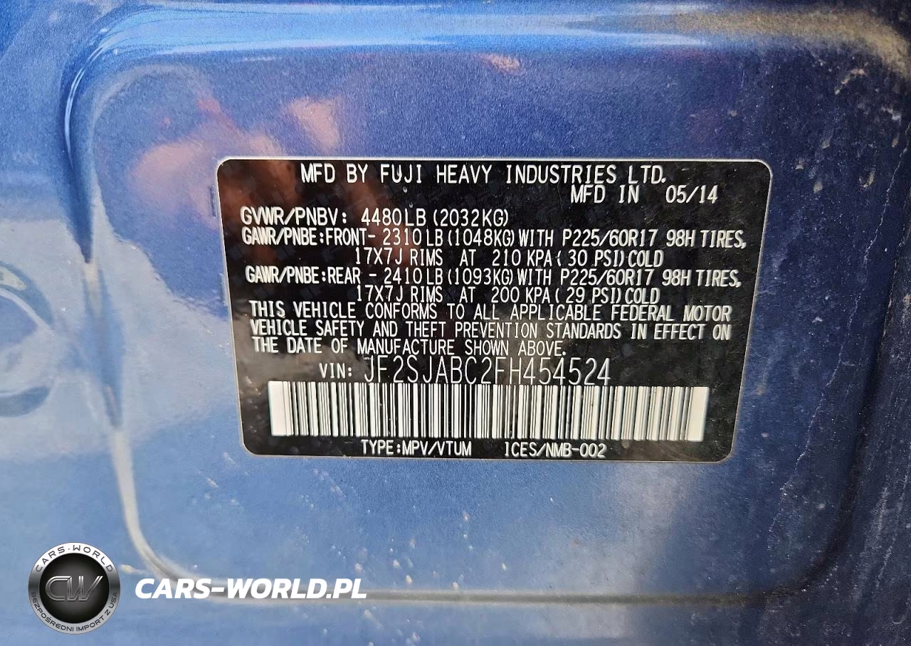 2015 Subaru Forester VIN:JF2SJABC2FH454524 - 14