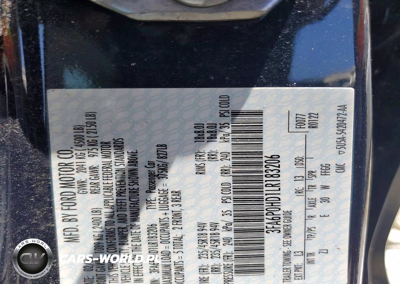 2020 Ford Fusion Se VIN:3FA6P0HD1LR183206 - 12