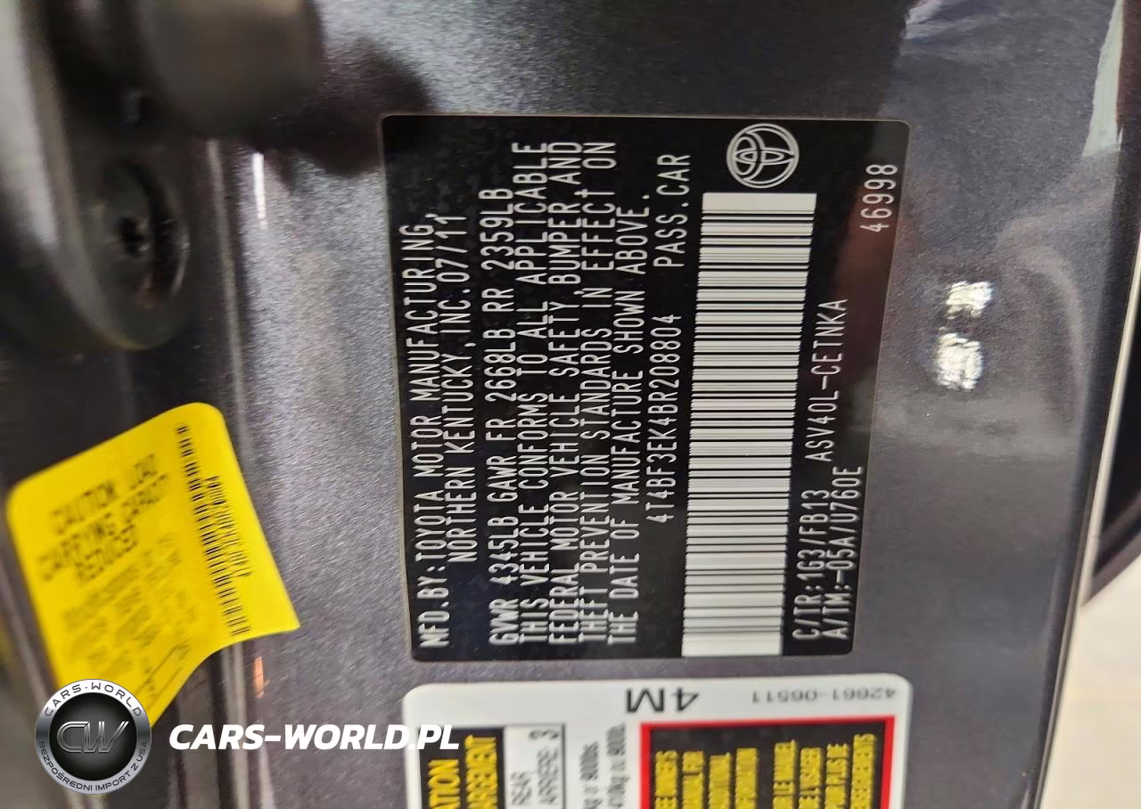 2011 Toyota Camry Le VIN:4T4BF3EK4BR208804 - 12