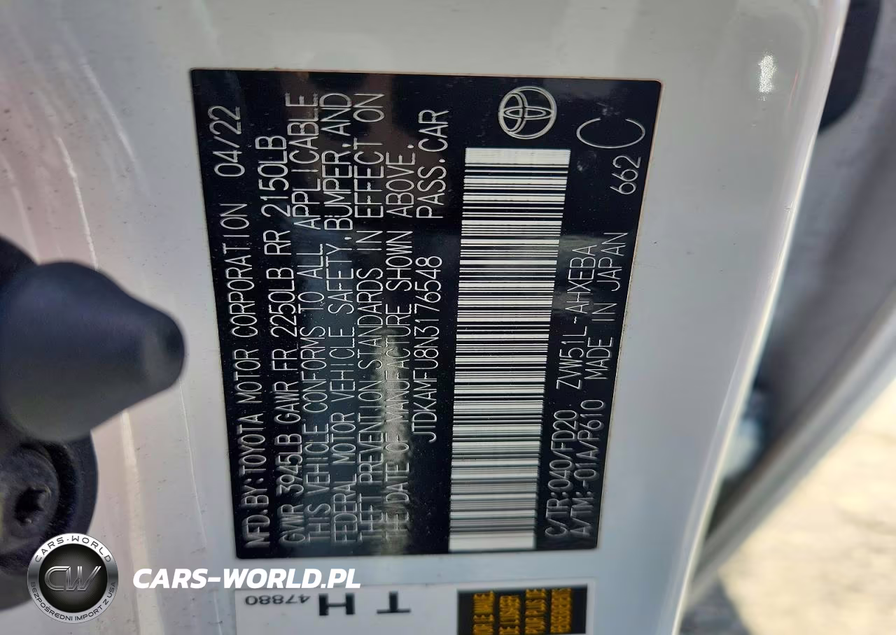 2022 Toyota Prius Le VIN:JTDKAMFU8N3176548 - 12