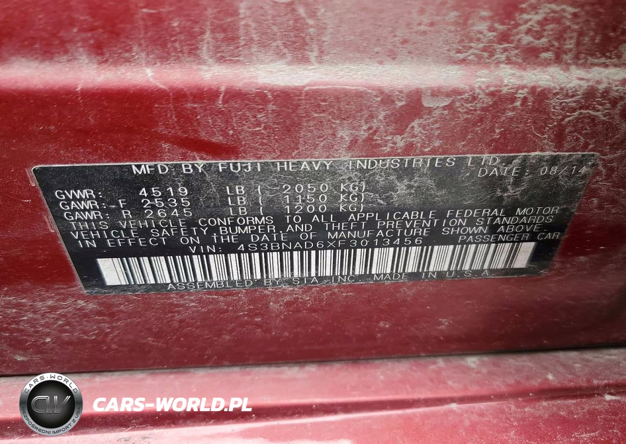 2015 Subaru Legacy 2.5I Premium VIN:4S3BNAD6XF3013456 - 13