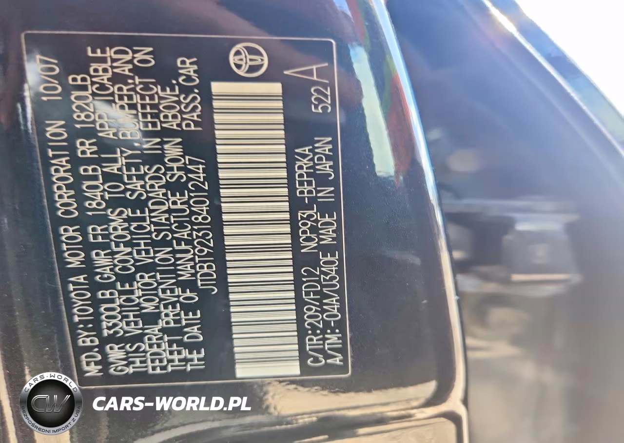 2008 Toyota Yaris Base VIN:JTDBT923184012447 - 13