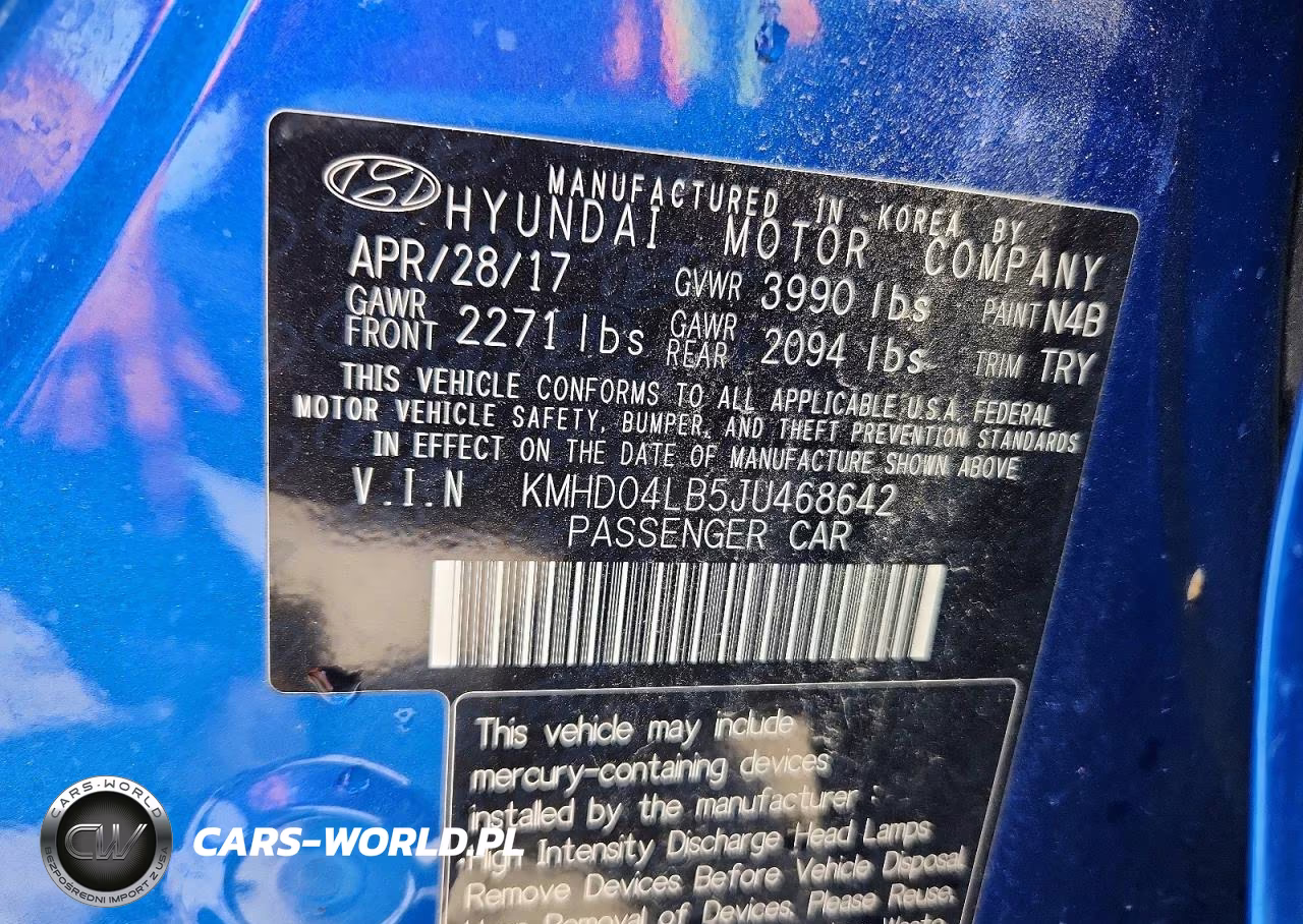 2018 Hyundai Elantra Sport VIN:KMHD04LB5JU468642 - 12