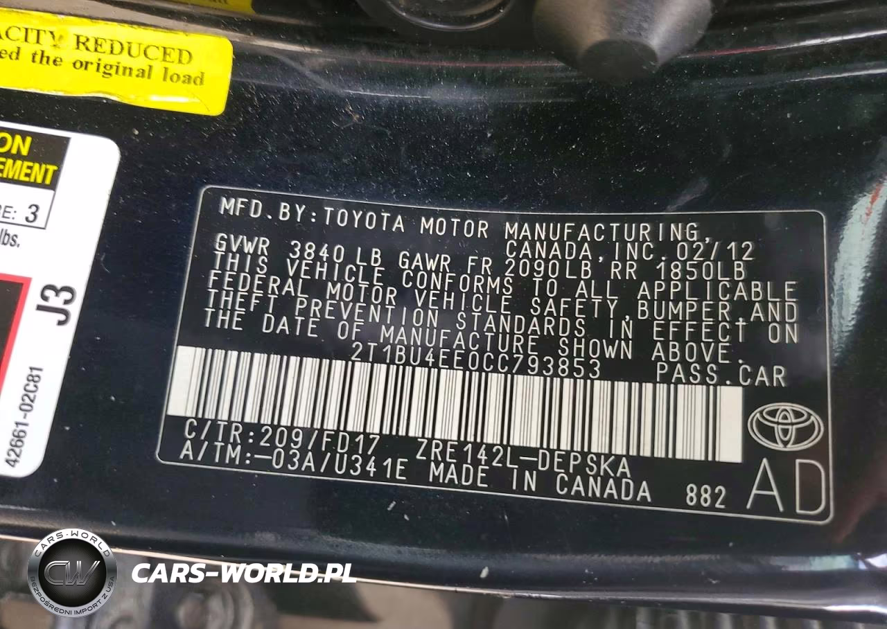 2012 Toyota Corolla S VIN:2T1BU4EE0CC793853 - 12