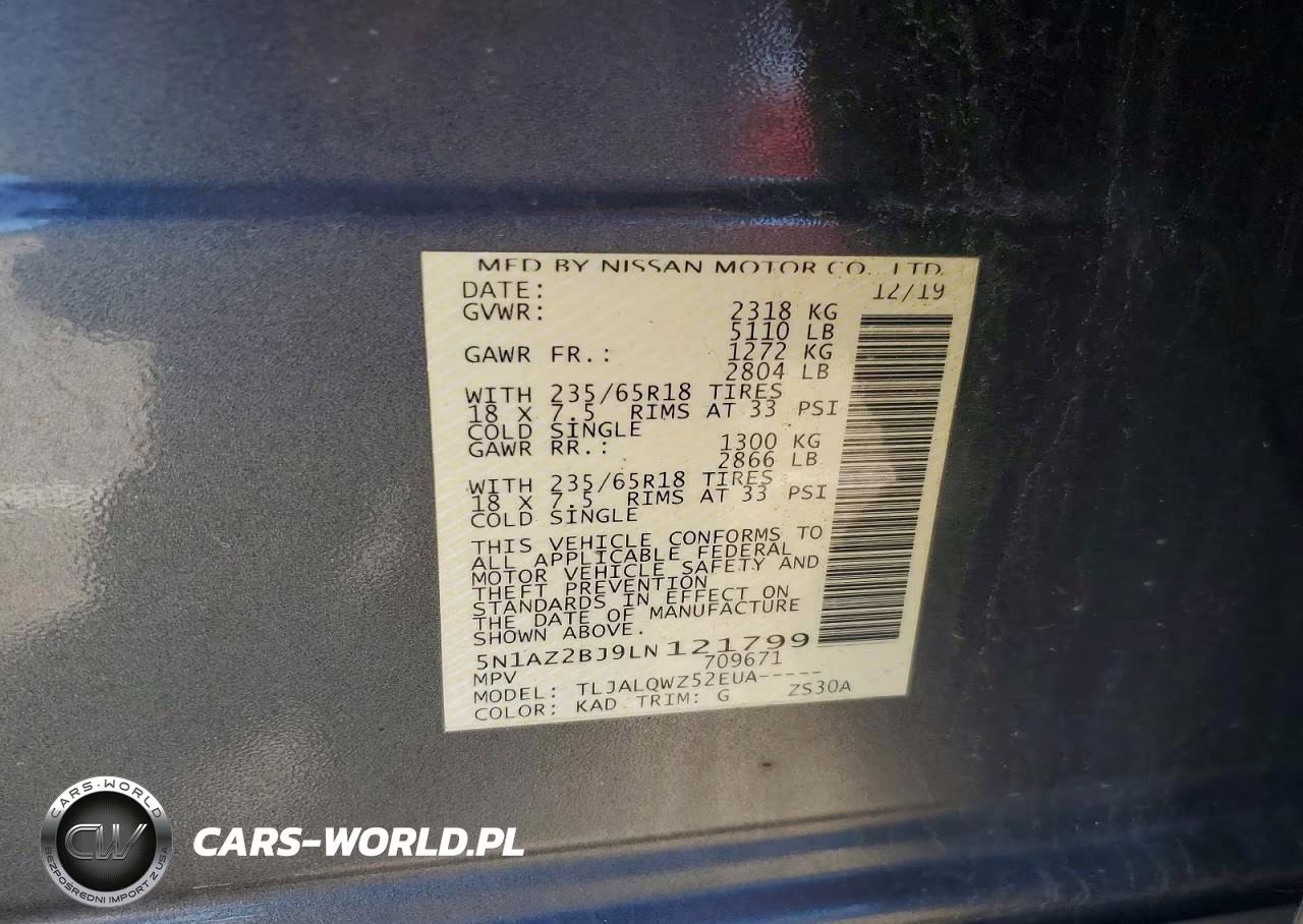 2020 Nissan Murano Sv VIN:5N1AZ2BJ9LN121799 - 13