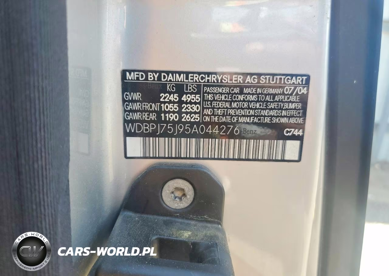 2005 Mercedes-Benz Cl 500 VIN:WDBPJ75J95A044276 - 12