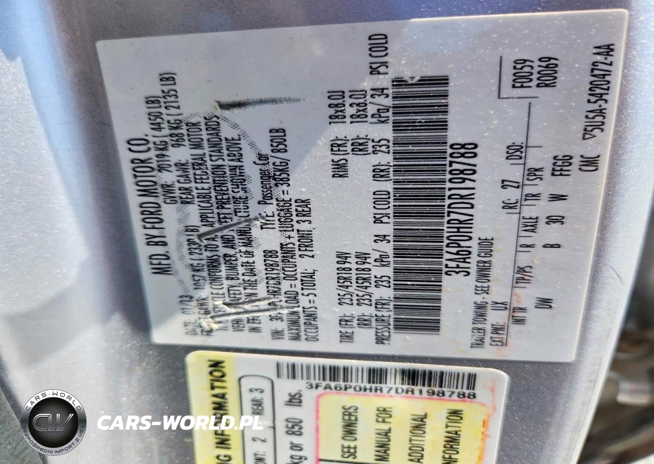 2013 Ford Fusion Se VIN:3FA6P0HR7DR198788 - 12