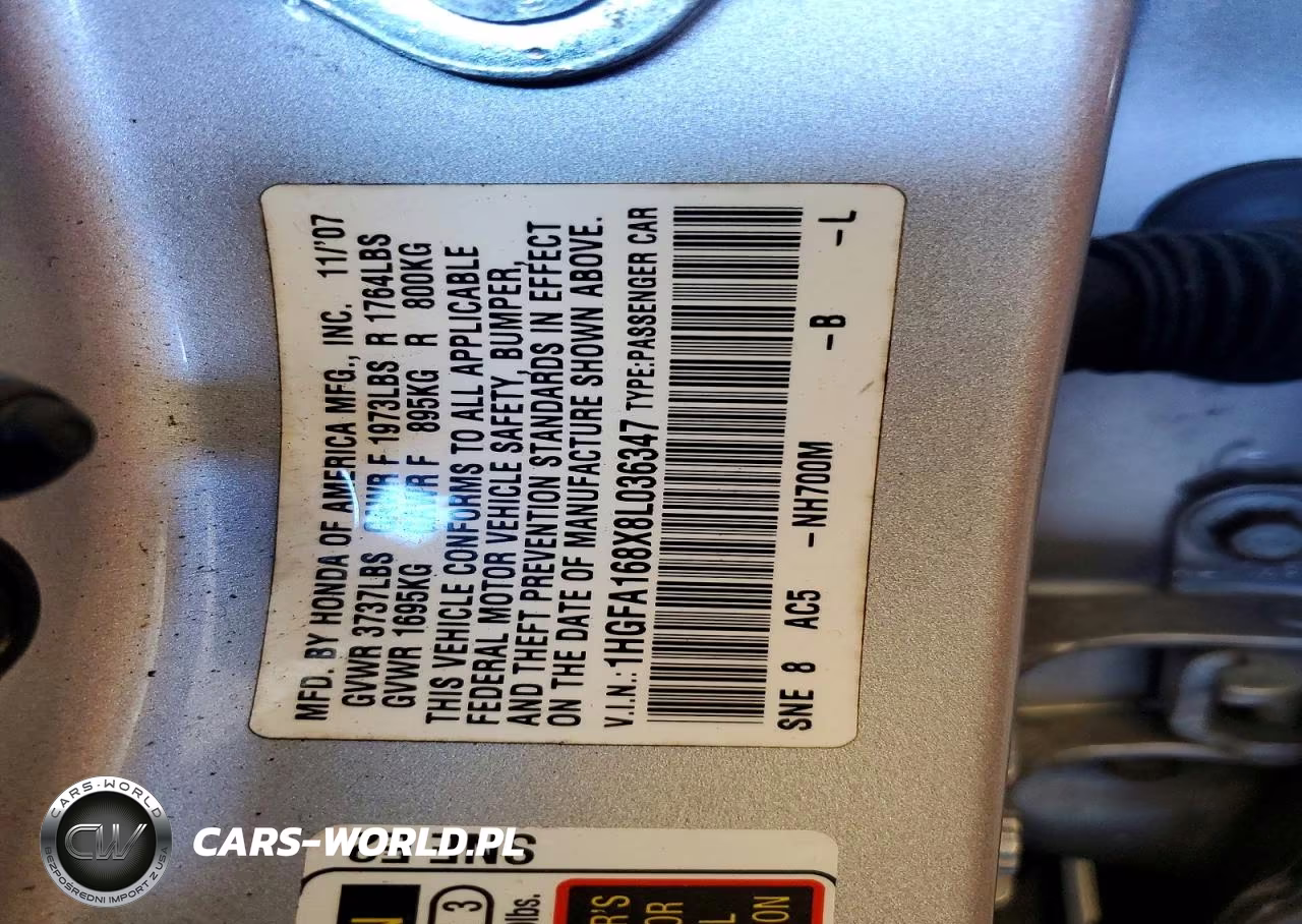 2008 Honda Civic Ex VIN:1HGFA168X8L036347 - 12