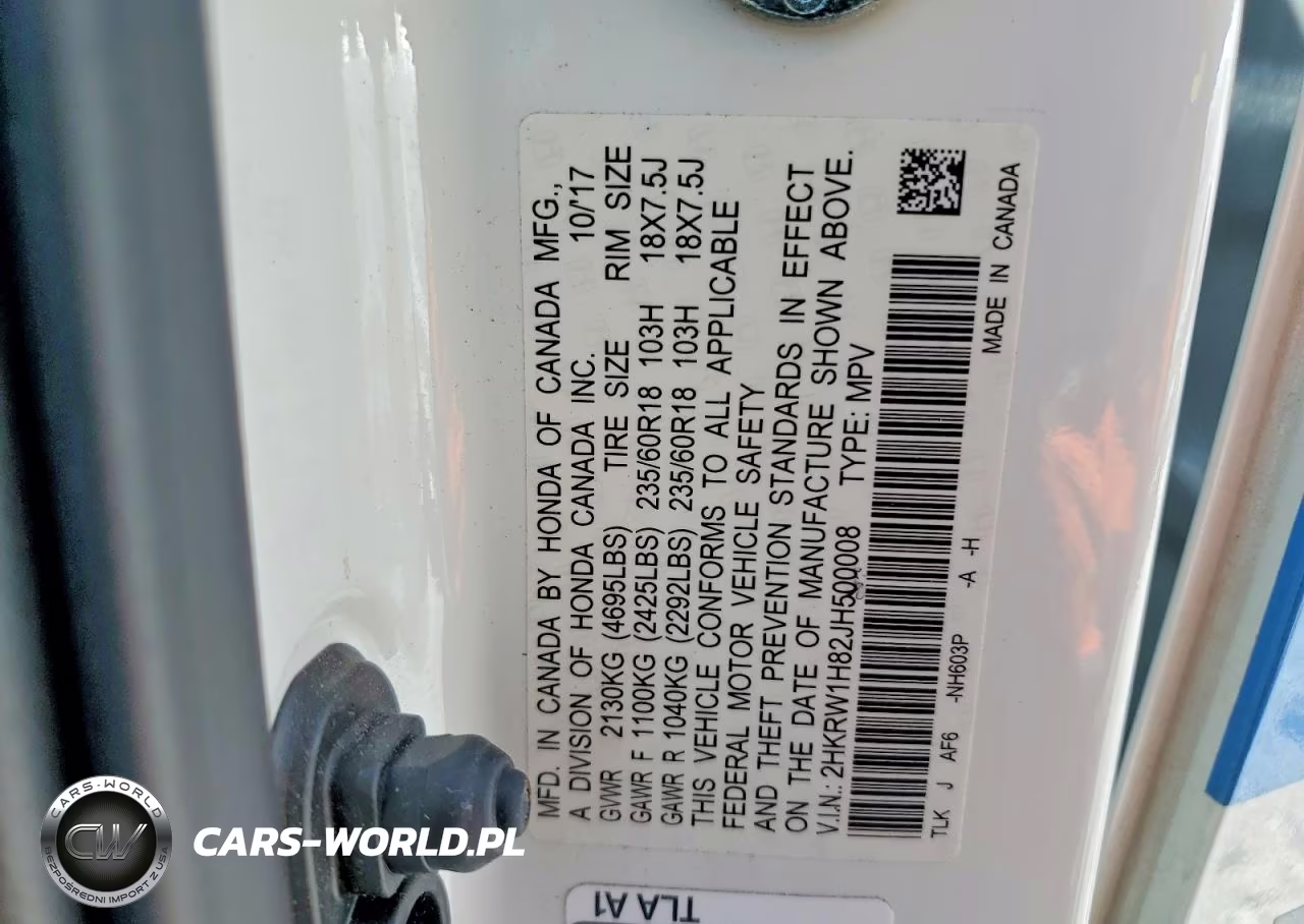 2018 Honda Cr-V Exl VIN:2HKRW1H82JH500008 - 14