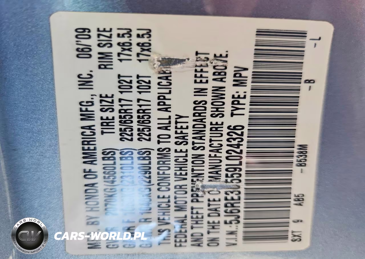 2009 Honda Cr-V Ex VIN:5J6RE38559L024326 - 12