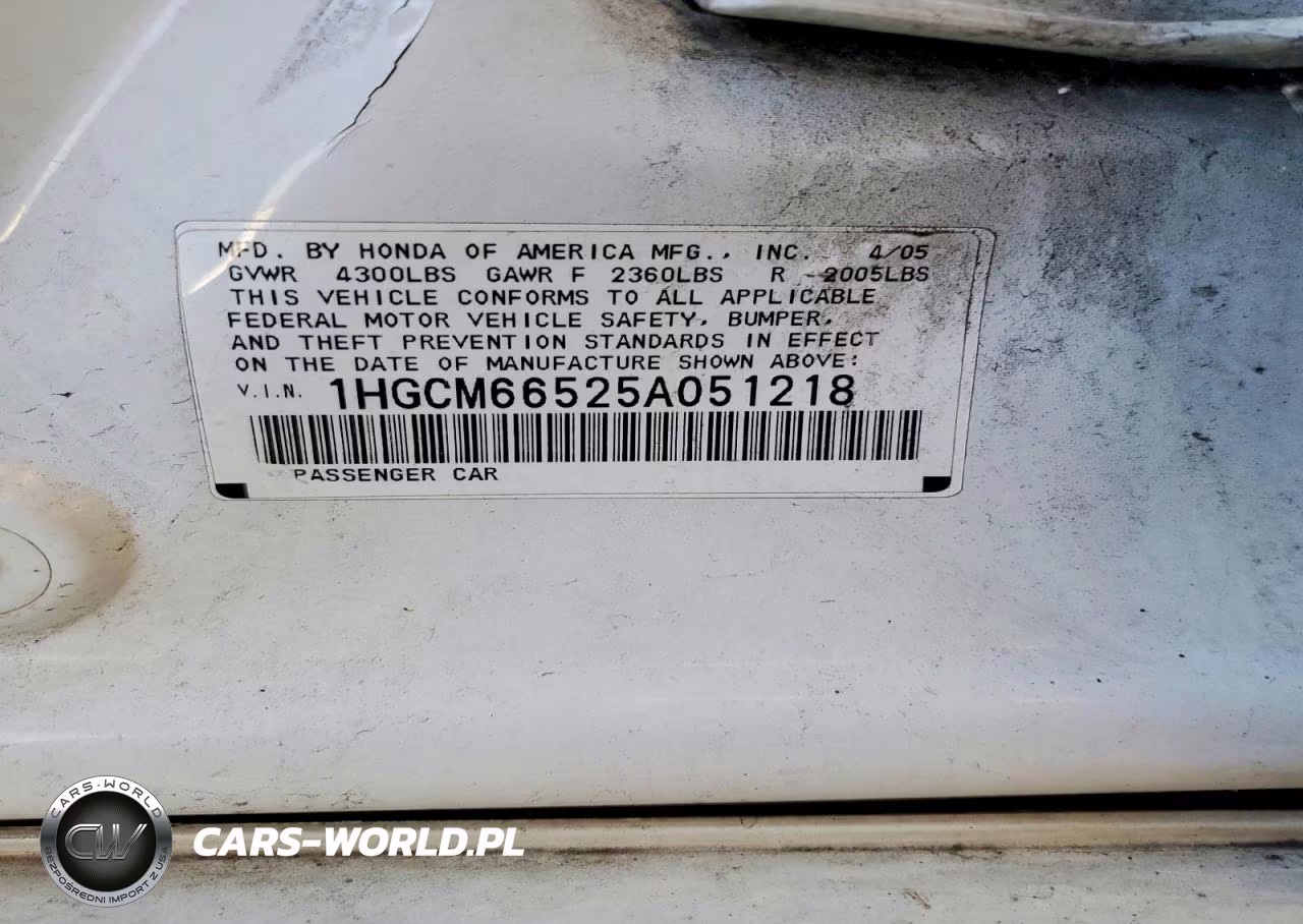 2005 Honda Accord Ex VIN:1HGCM66525A051218 - 12