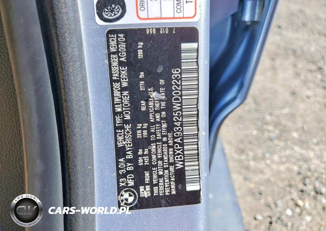 2005 BMW X3 3.0I VIN:WBXPA93425WD02236 - 12