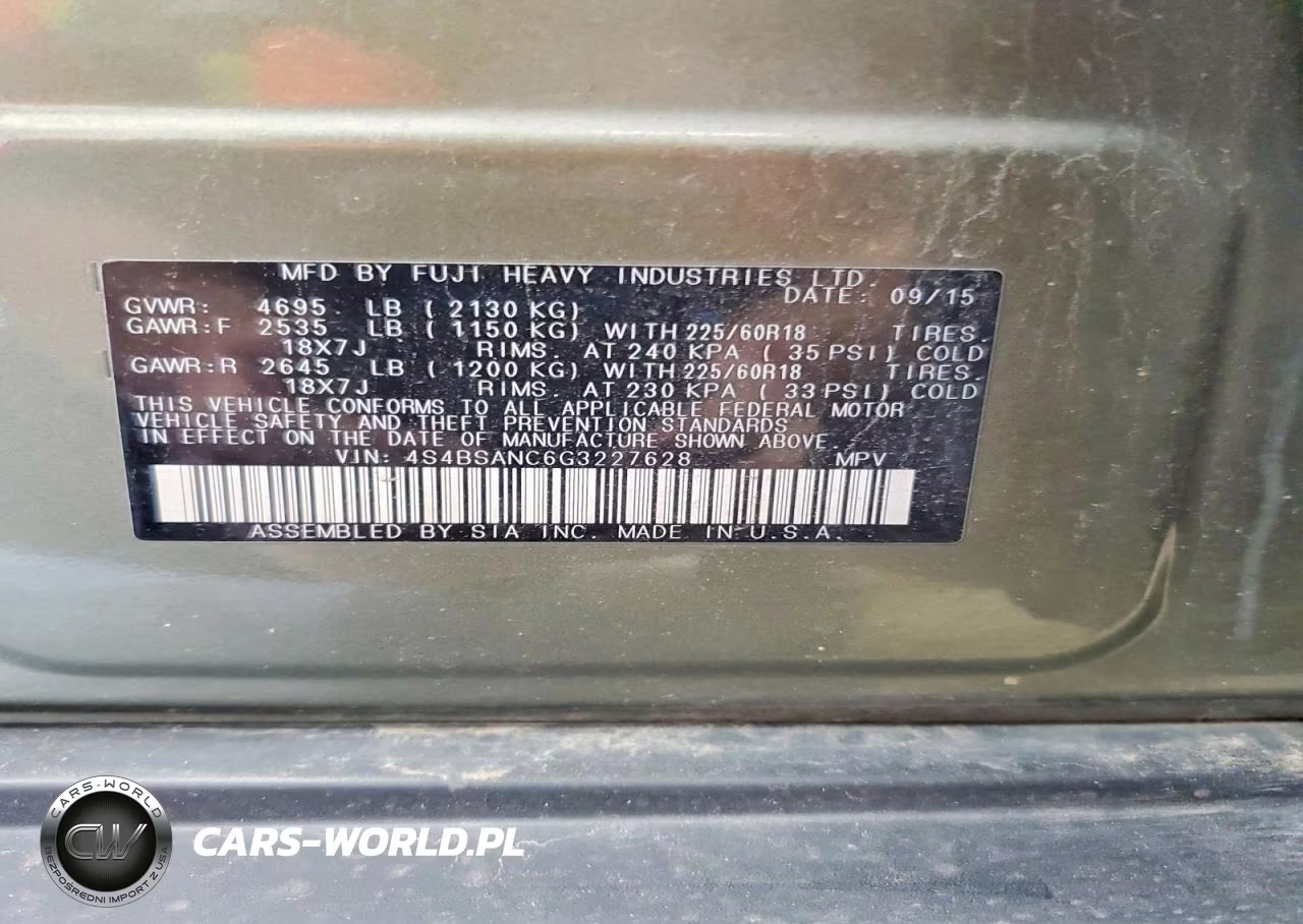 2016 Subaru Outback 2.5I Limited VIN:4S4BSANC6G3227628 - 12