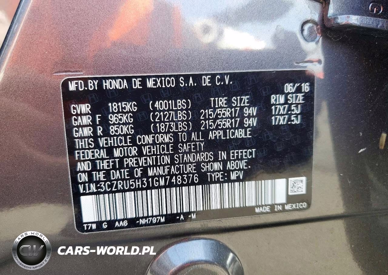 2016 Honda Hr-V Lx VIN:3CZRU5H31GM748376 - 13