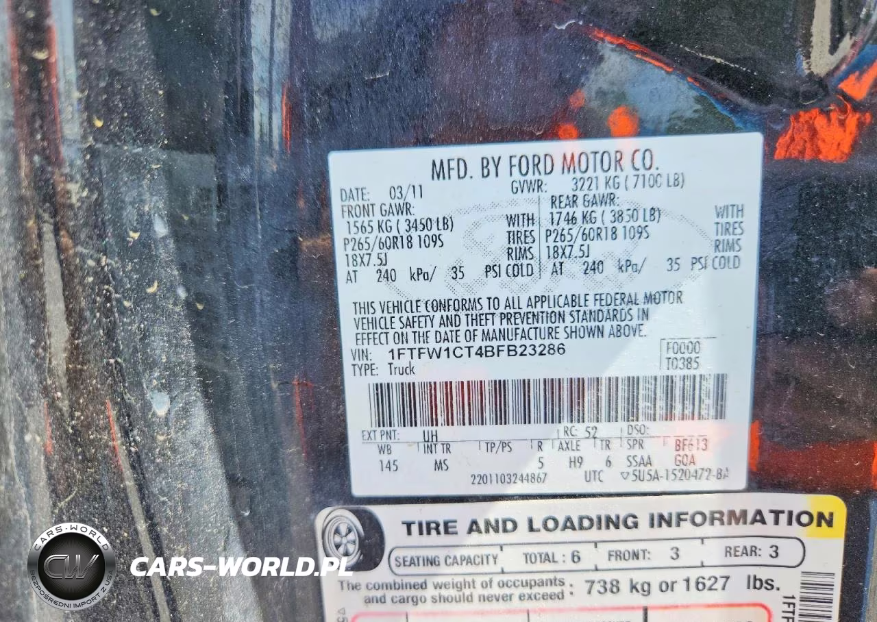 2011 Ford F150 Supercrew VIN:1FTFW1CT4BFB23286 - 12