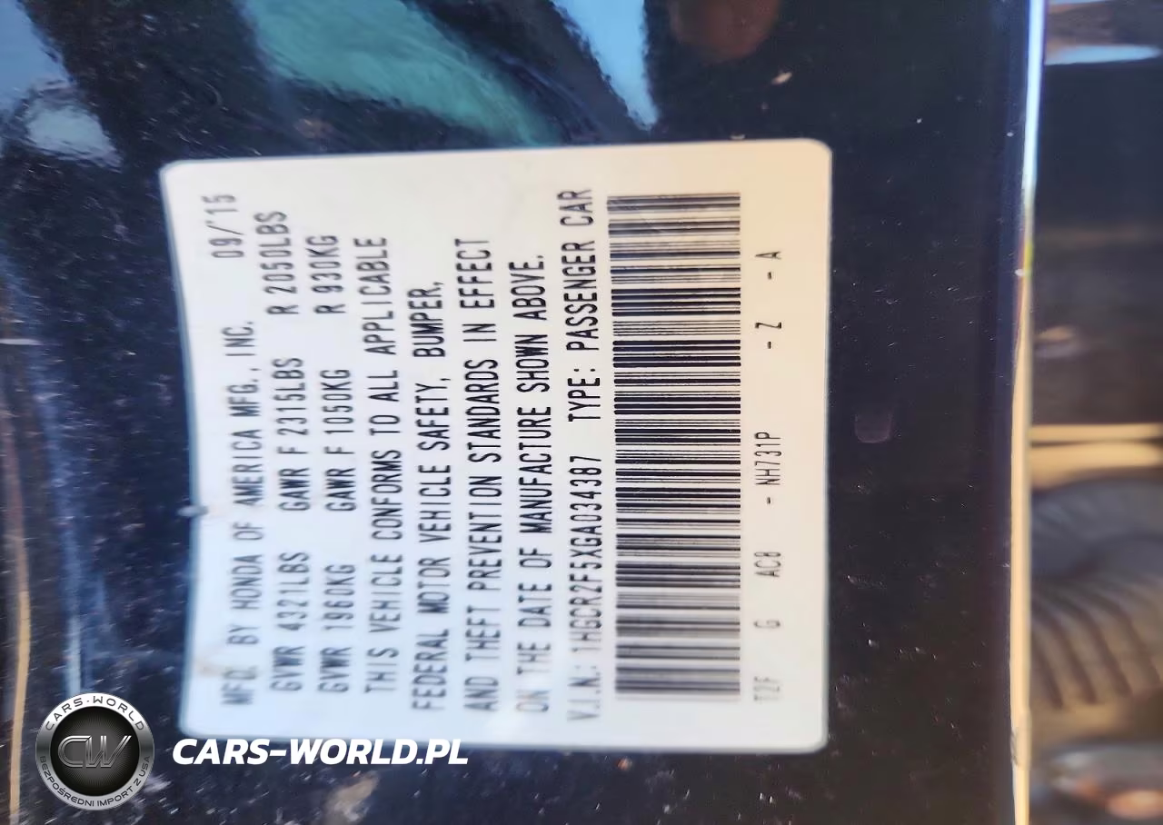 2016 Honda Accord Sport VIN:1HGCR2F5XGA034387 - 12