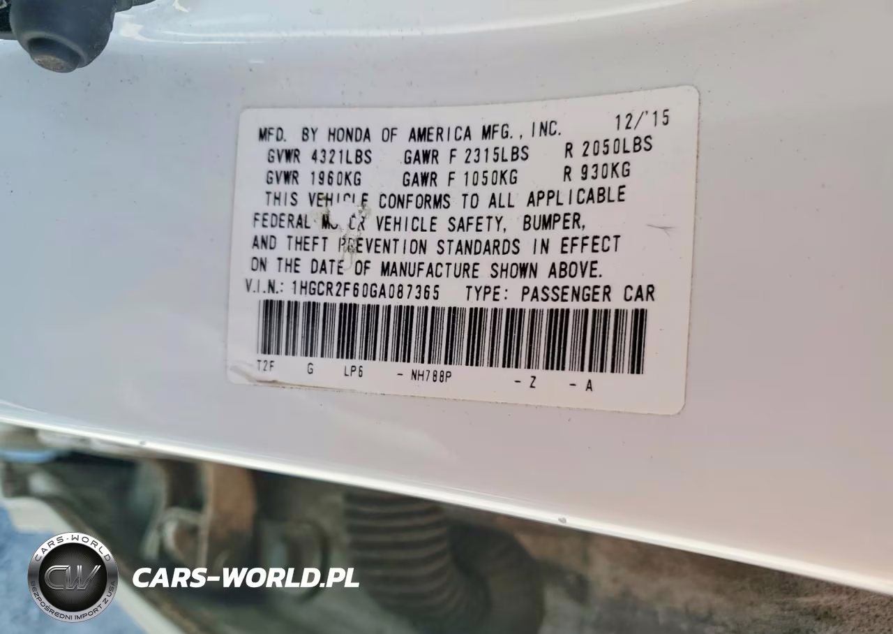 2016 Honda Accord Sport VIN:1HGCR2F60GA087365 - 12