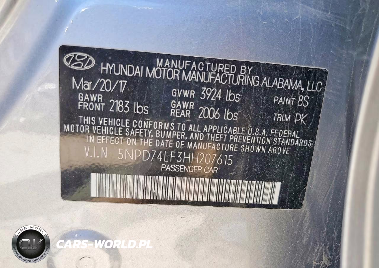 2017 Hyundai Elantra Se VIN:5NPD74LF3HH207615 - 12