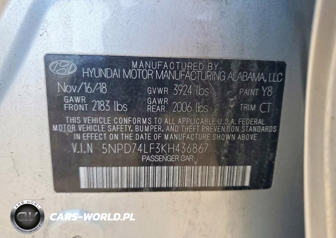 2019 Hyundai Elantra Se VIN:5NPD74LF3KH436867 - 12