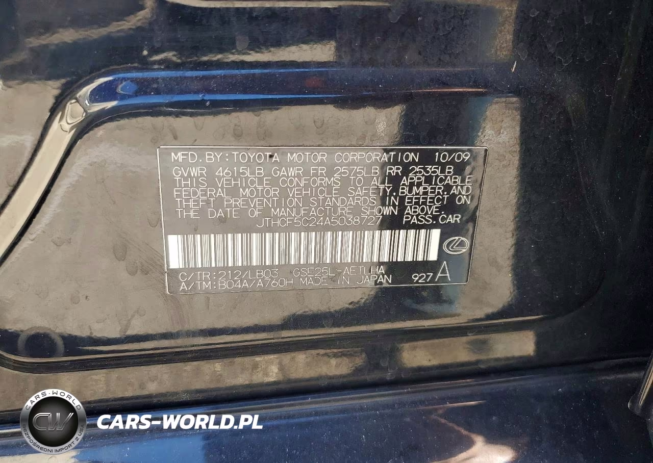 2010 Lexus Is 250 VIN:JTHCF5C24A5038727 - 12