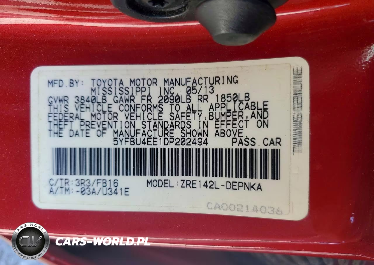 2013 Toyota Corolla Le VIN:5YFBU4EE1DP202494 - 13