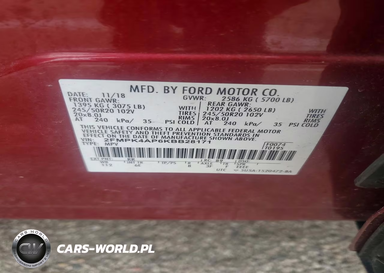 2019 Ford Edge St VIN:2FMPK4AP6KBB28171 - 13