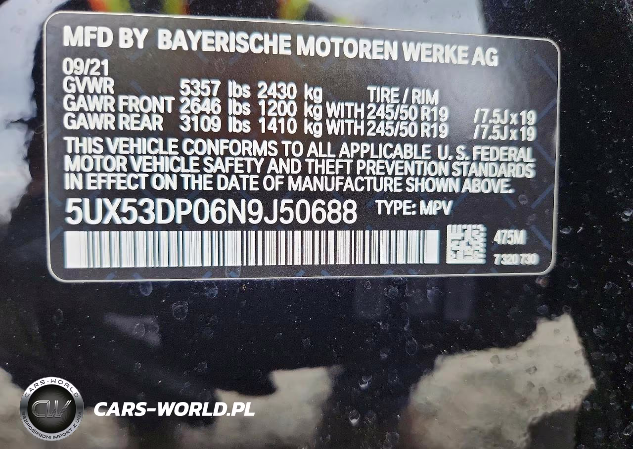 2022 BMW X3 xDrive30I VIN:5UX53DP06N9J50688 - 13