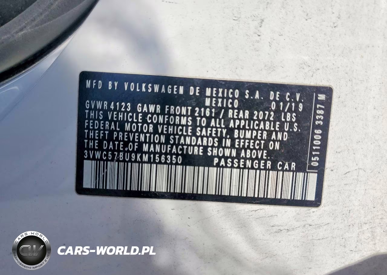 2019 Volkswagen Jetta S VIN:3VWC57BU9KM156350 - 12