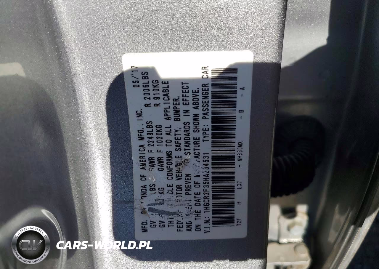 2017 Honda Accord Lx VIN:1HGCR2F35HA234531 - 12