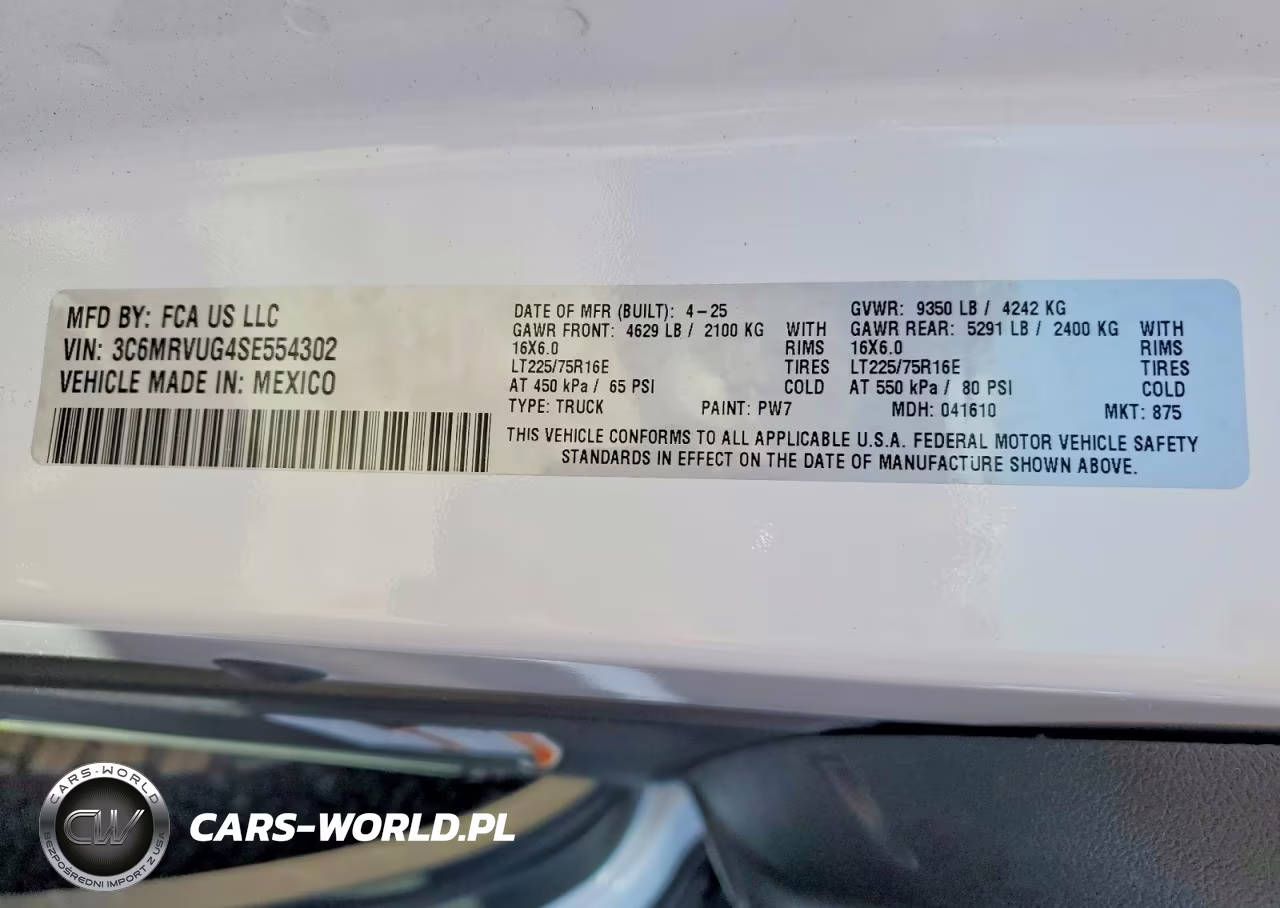 2025 Ram Promaster 3500 3500 High VIN:3C6MRVUG4SE554302 - 10