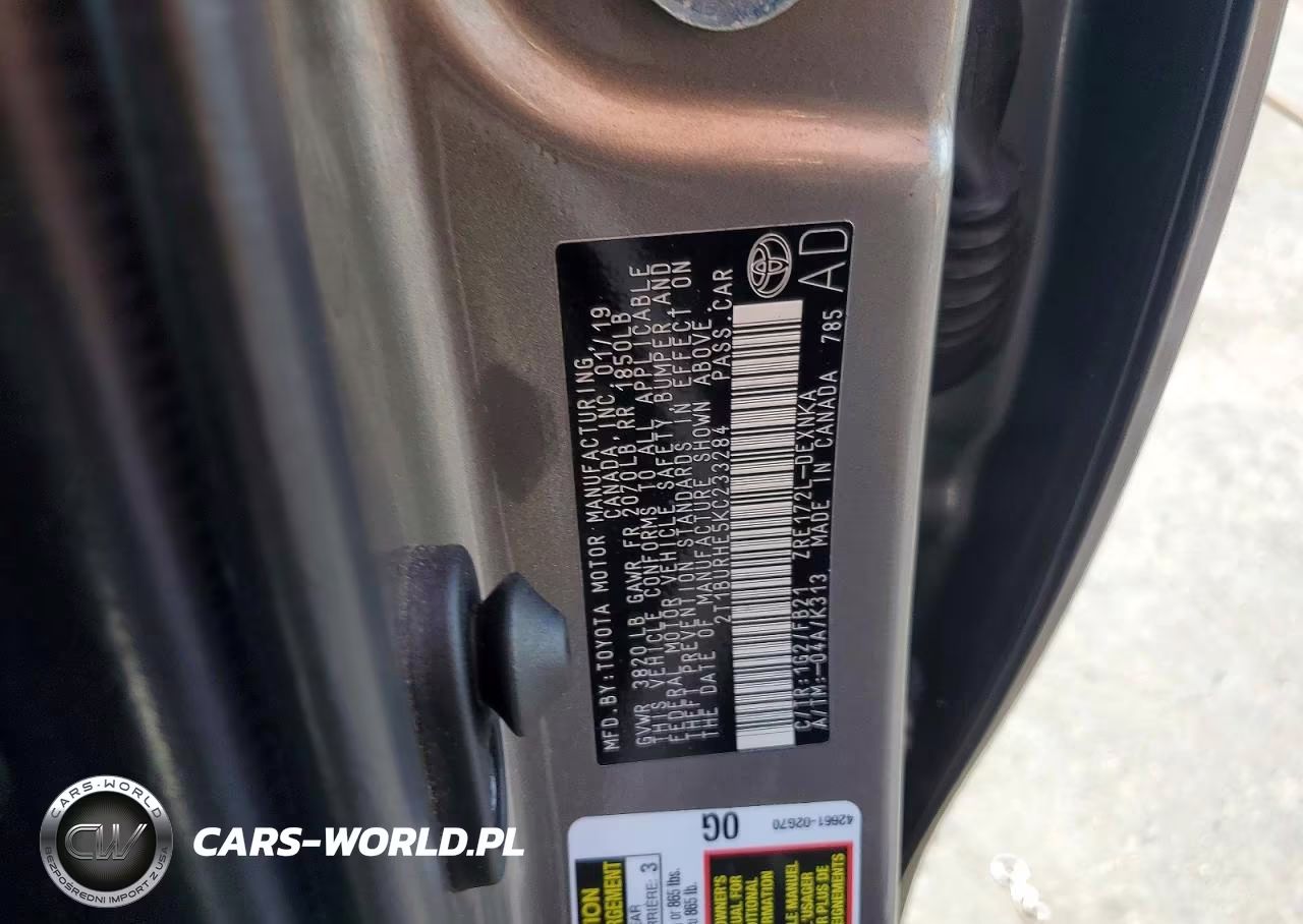 2019 Toyota Corolla Le VIN:2T1BURHE5KC233284 - 12