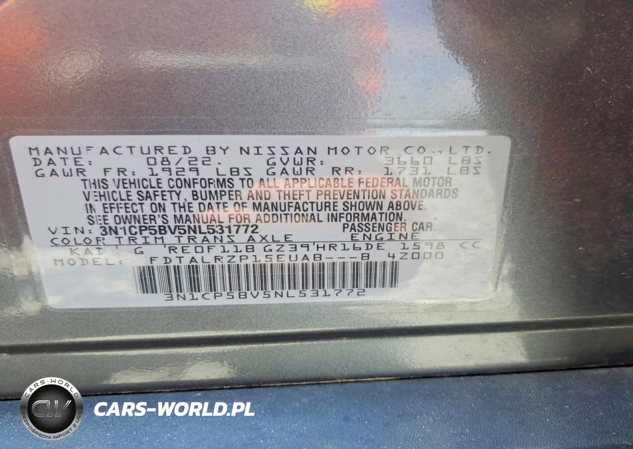 2022 Nissan Kicks S VIN:3N1CP5BV5NL531772 - 13